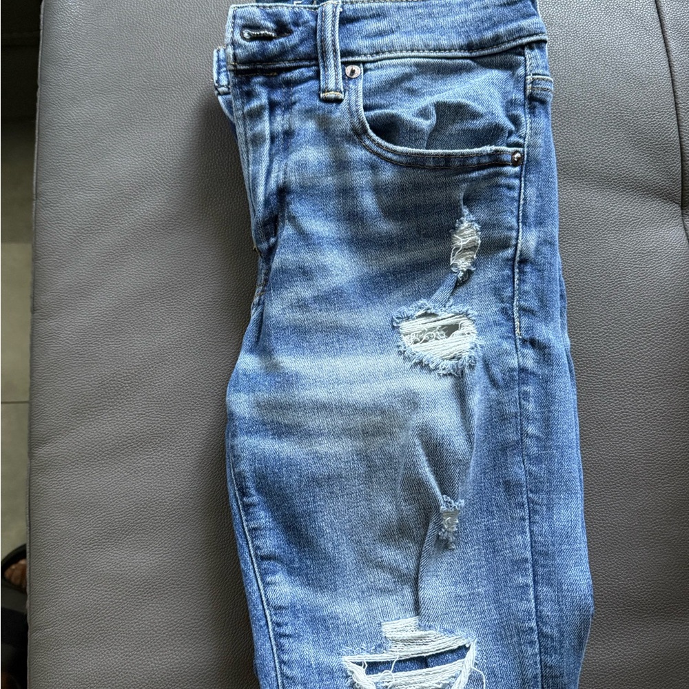 American Eagle Outfitters Ripped Blue Skinny Jeans